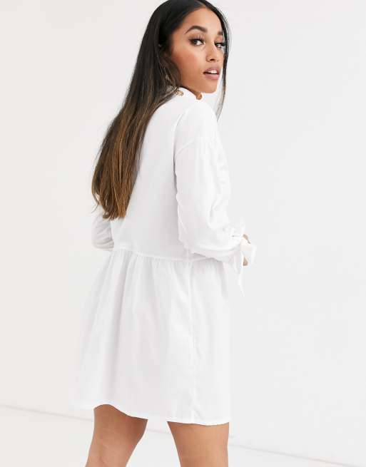 Boohoo white shirt store dress