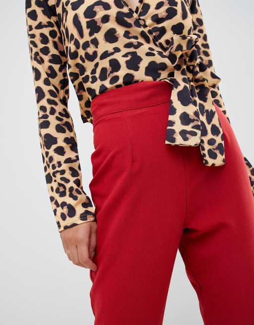 Boohoo hot sale red trousers