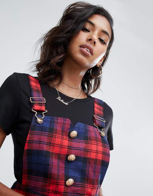 Boohoo pinafore dress in check