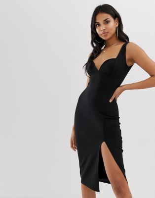 boohoo plunge midi dress