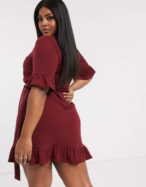 Boohoo ruffle hem outlet dress