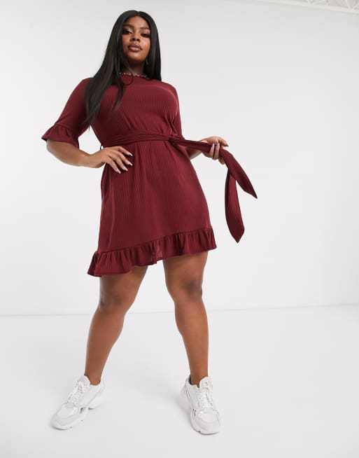 Burgundy shop dress boohoo