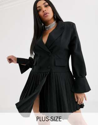 blazer dress with pleated skirt