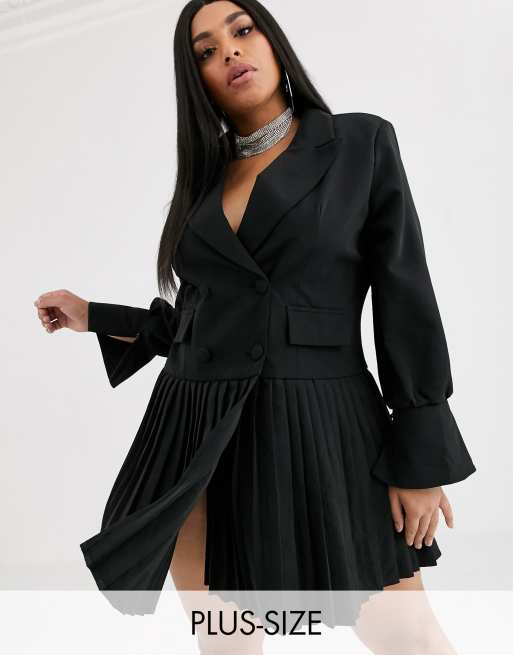 Boohoo blazer dress hot sale plus size