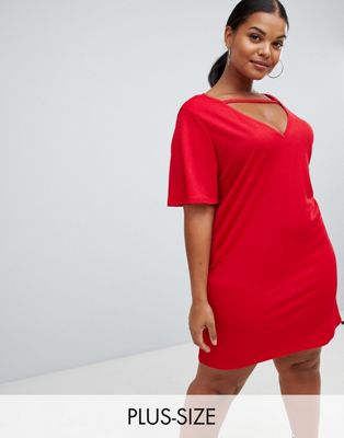 plus size red t shirt dress