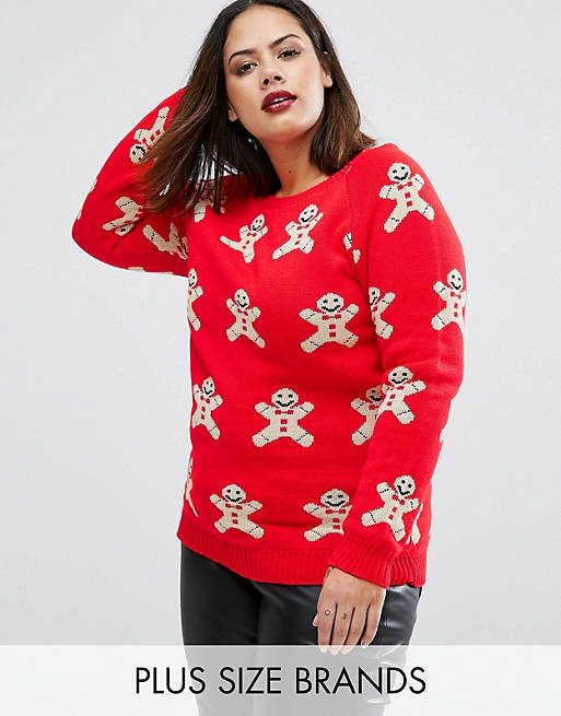Boohoo Plus Gingerbread Man Holidays Sweater