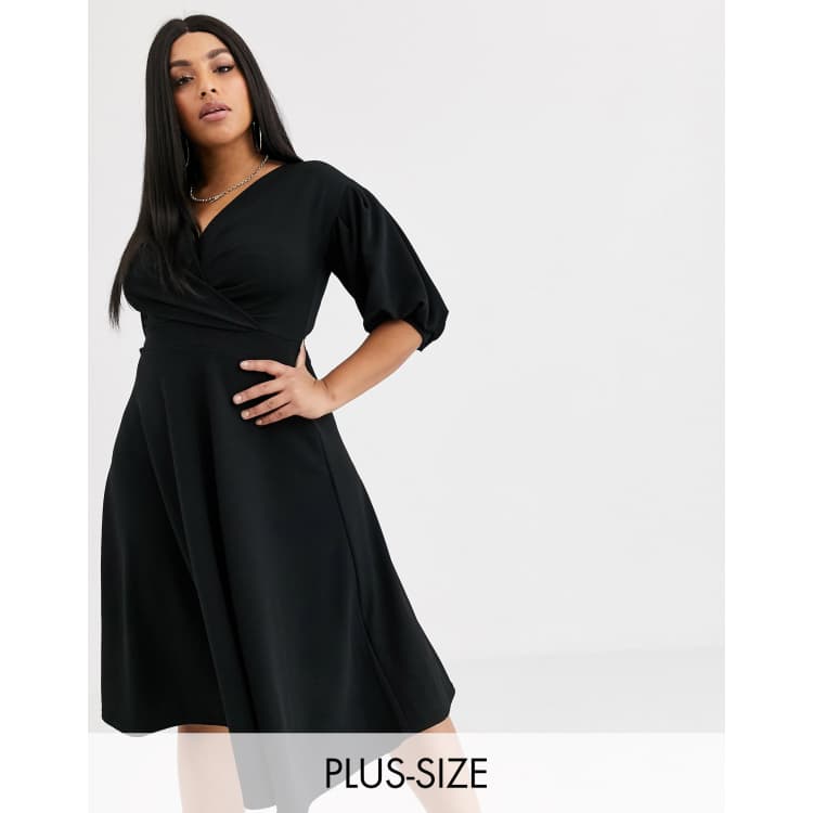 Boohoo plus off hot sale the shoulder wrap dress