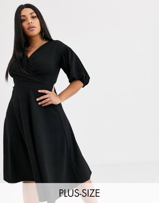 Plus off the outlet shoulder wrap midi dress