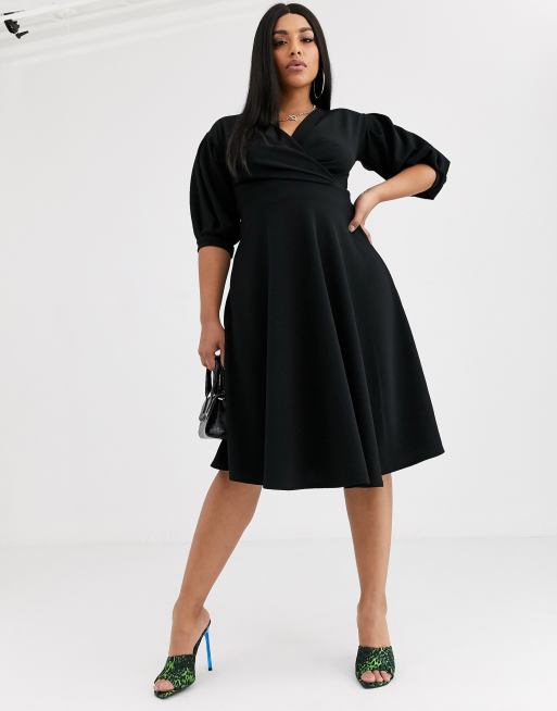 Plus Off Shoulder Wrap Midi Dress