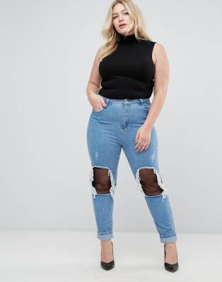 boohoo plus size ripped jeans