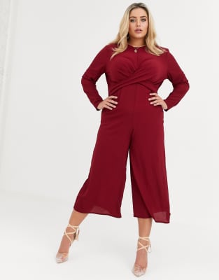 boohoo burgundy jumpsuit