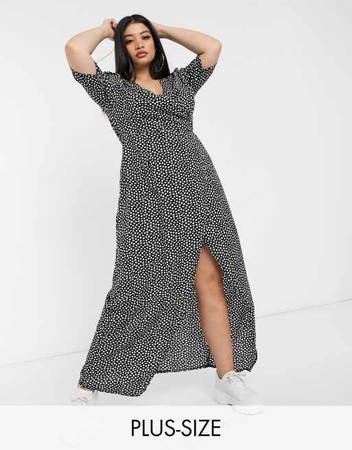 Boohoo black store polka dot dress