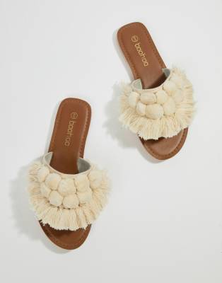 boohoo pom pom sandals