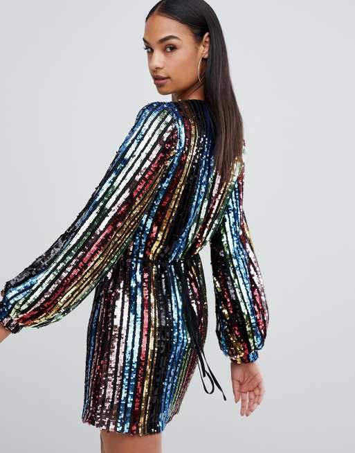 Asos rainbow store sequin dress