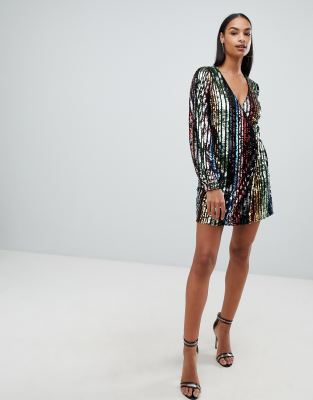 boohoo rainbow sequin dress