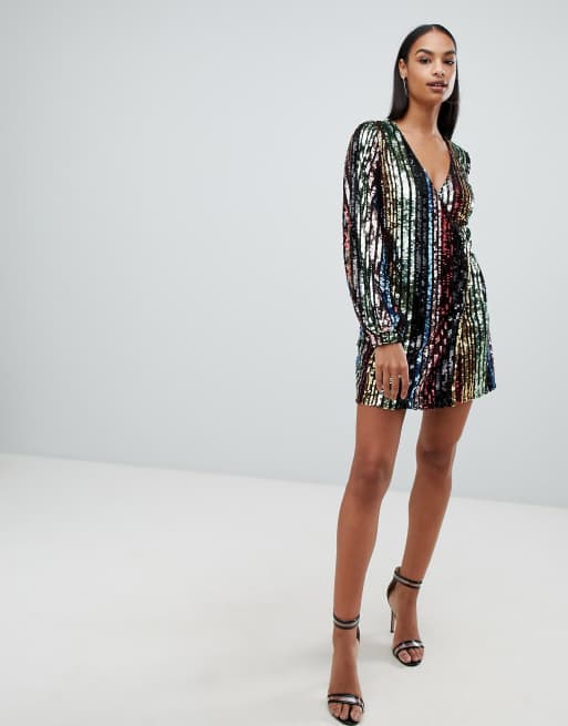 Boohoo rainbow best sale sequin dress