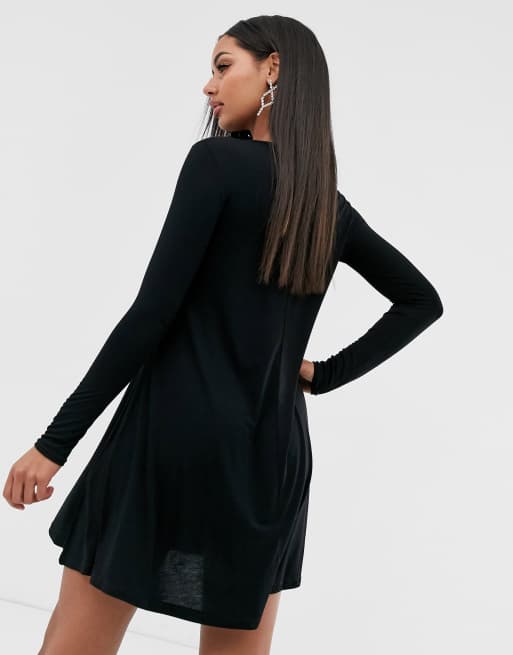 Robe noire best sale fluide manche longue