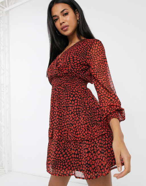 Robe motif coeur cheap rouge