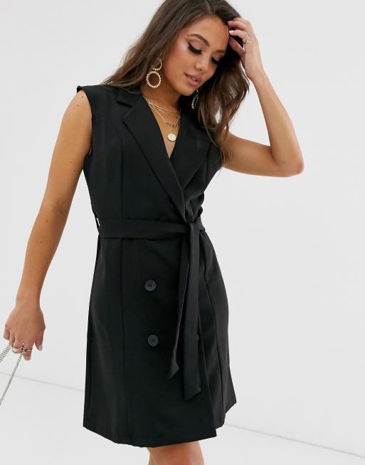 Boohoo - Robe smoking sans manches - Noir | ASOS