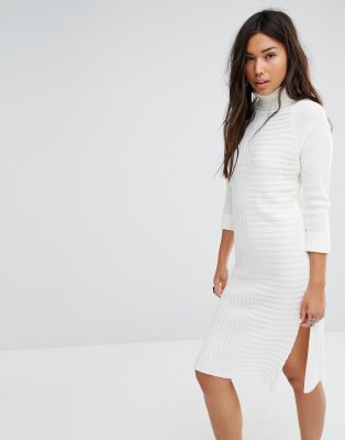 roll neck knit dress