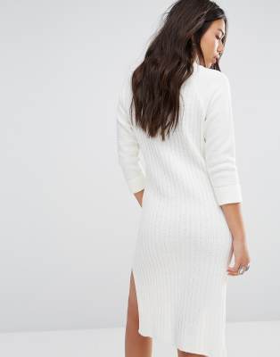 white roll neck jumper dress