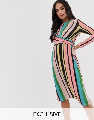 multi stripe midi dress