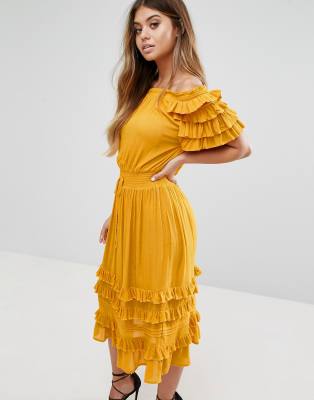 boohoo mustard dress