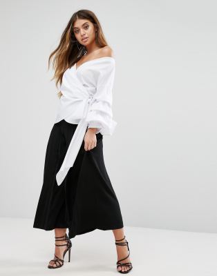 ruffle tiered sleeve wrap top