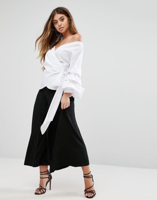 Ruffle tiered hot sale sleeve wrap top