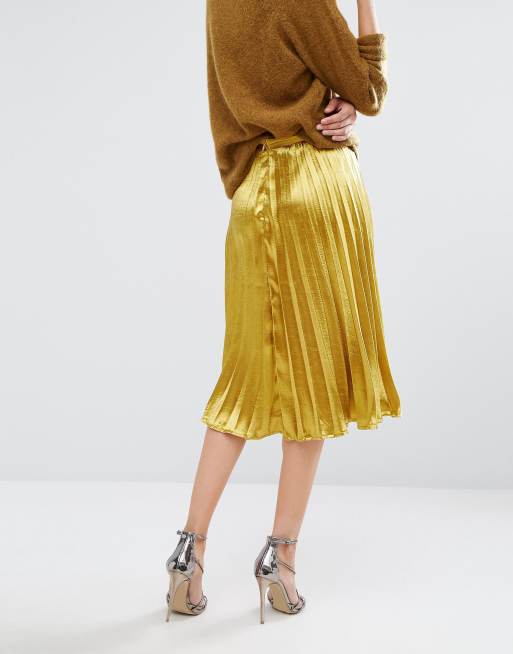 Gold pleated hotsell skirt asos