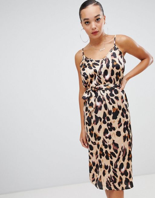 Download Boohoo satin slip midi dress in leopard | ASOS