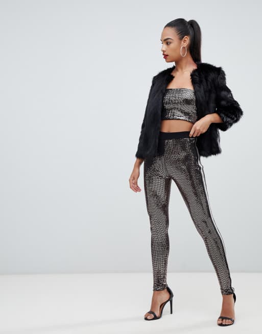 Boohoo sequin legging co ord in gold ASOS