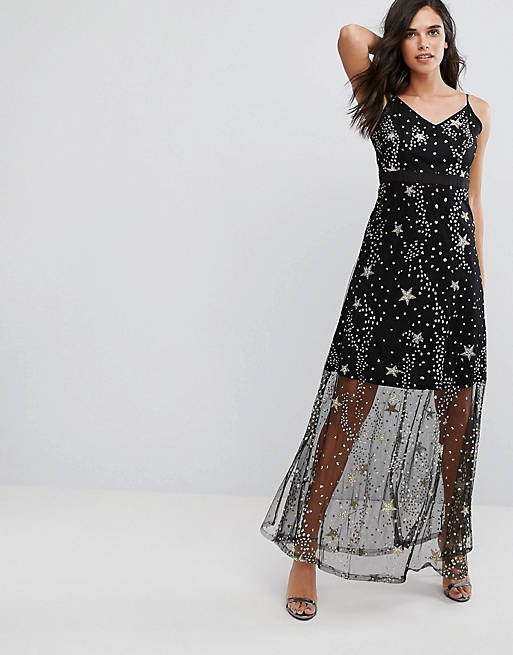 Boohoo Sequin Star Print Maxi Dress