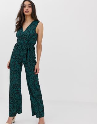 green animal print jumpsuit