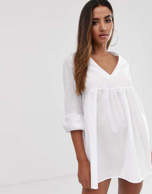 White v store neck smock dress