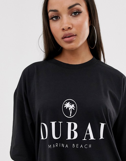Black boohoo Dubai T-shirt dress