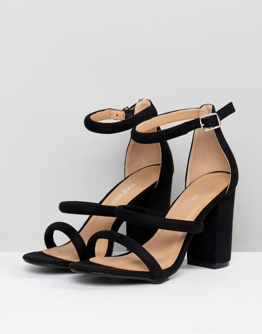 Three strap block sales heel sandals