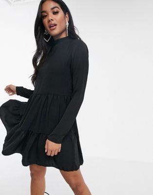 black long sleeve smock dress