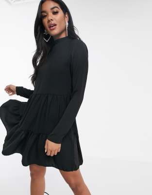 Boohoo tiered mini smock dress with 