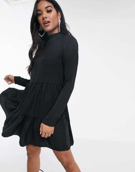 Boohoo black 2024 dress long sleeve