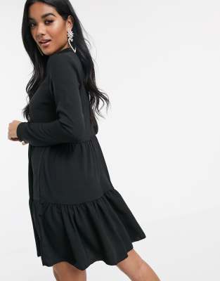 black mini smock dress