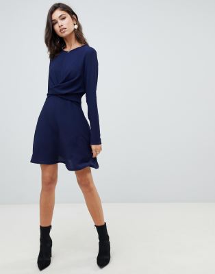 boohoo twist detail skater dress