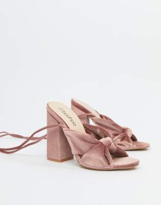 dusky pink block heels