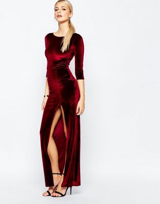 velvet dress with split