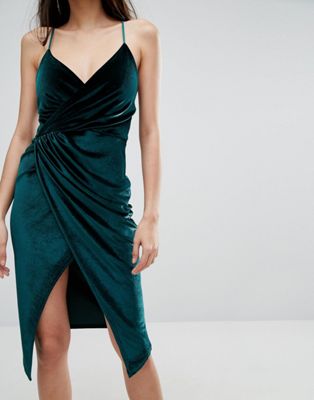 Boohoo Velvet Midi Wrap Dress | ASOS