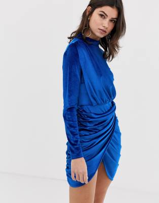 asos blue velvet dress