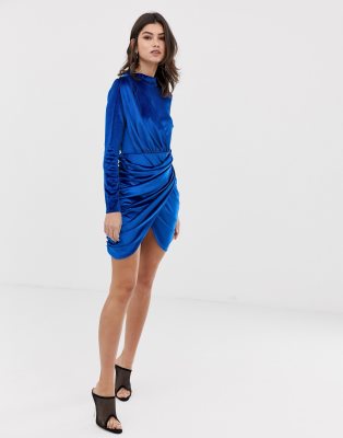 boohoo blue velvet dress