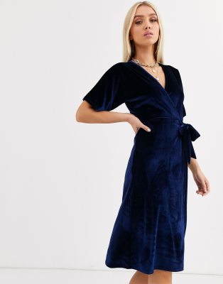 boohoo blue velvet dress