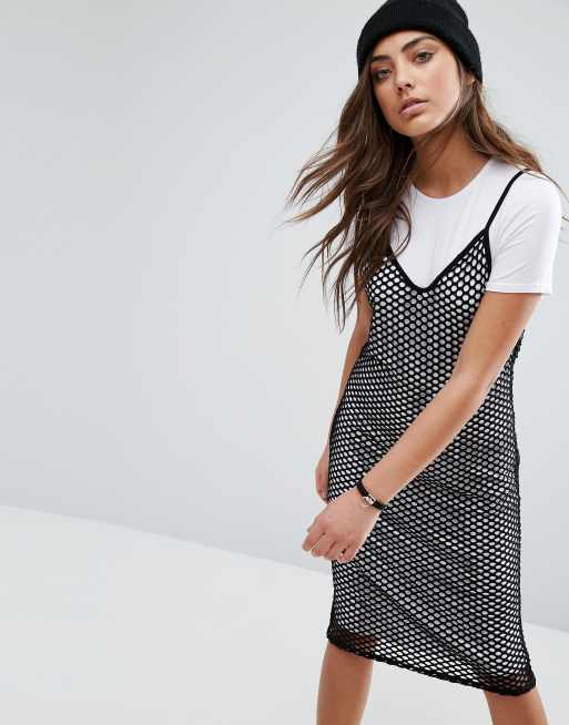 Boohoo - Vestito sottoveste 2 in 1 in tessuto a rete