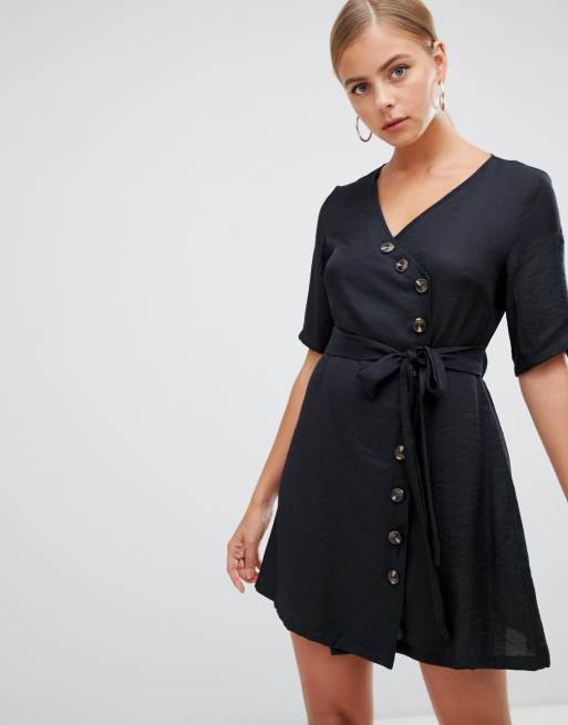 Boohoo black hotsell button dress